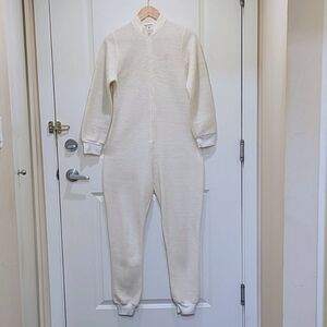 GUC Sears M Vintage White Fuzzy Jumpsuit Long Johns